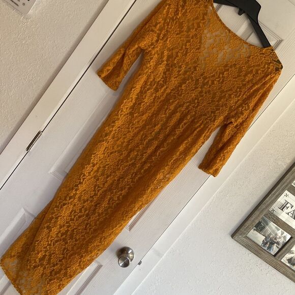 Liberty Love mustard yellow duster cardigan lace Large - Picture 5 of 5